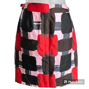 Kate Spade Geometric Block Print Cotton Silk Pencil Skirt Size 6